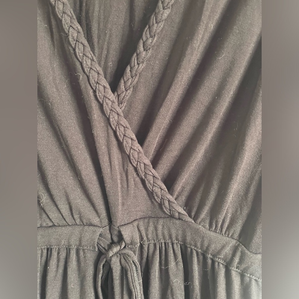 Witchy Faux Wrap Dress Small Braided V-Neck Soft Gothic Boho - Picture 4 of 14